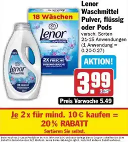 AEZ Lenor Waschmittel Pulver, flüssig oder Pods Angebot