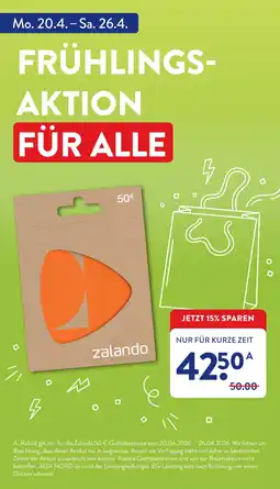 Aldi Nord Zalando 50 € guthabenkarte Angebot