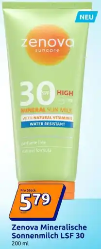 Action Zenova Mineralische Sonnenmilch LSF 30 Angebot