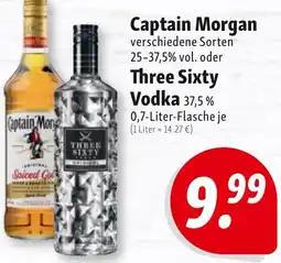 Nah & Frisch Captain Morgan oder Three Sixty Vodka Angebot