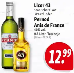 Nah & Frisch Licor 43 oder Pernod Anis de France Angebot