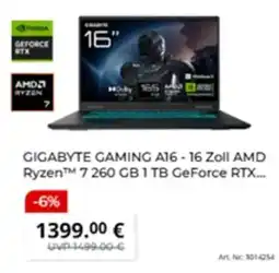 MediaMarkt GIGABYTE GAMING A16-16 Zoll AMD Ryzen 7260 GB 1TB GeForce RTX... Angebot