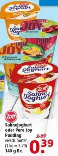 Multi Markt Zott Sahnejoghurt oder Pure Joy Pudding Angebot