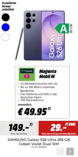 MediaMarkt SAMSUNG Galaxy S26 Ultra 256 GB Cobalt Violet Dual SIM Angebot