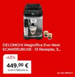 MediaMarkt DELONGHI Magnifica Evo Next ECAM310.80.SB-13 Rezepte, 3... Angebot