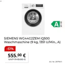 MediaMarkt SIEMENS WG44G2ZEM iQ500 Waschmaschine Angebot