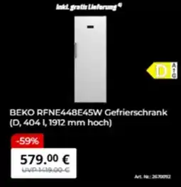 MediaMarkt BEKO RFNE448E45W Gefrierschrank Angebot