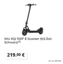 MediaMarkt NIU KQi 100F E-Scooter (9,5 Zoll, Schwarz) 6) Angebot