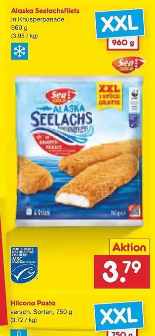 Netto Marken-Discount Alaska Seelachsfilets, Hilcona Pasta Angebot