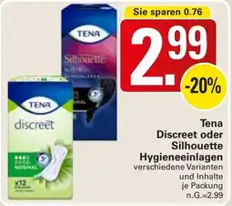 WEZ Tena Discreet oder Silhouette Hygieneeinlagen Angebot