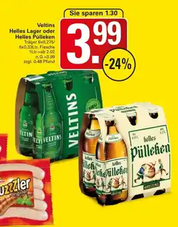 WEZ Veltins Helles Lager oder Helles Pülleken Angebot