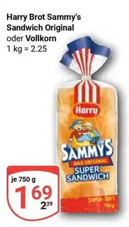 Globus Harry Brot Sammy‘s Sandwich Original oder Vollkorn Angebot