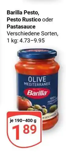 Globus Barilla Pesto, Pesto Rustico oder Pastasauce Angebot