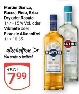 Globus Martini Bianco, Rosso, Fiero, Extra Dry oder Rosato oder Vibrante oder Floreale Alkoholfrei Angebot