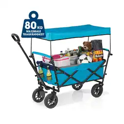 Netto Marken-Discount EASYmaxx Bollerwagen blau faltbar mit Dach und Feststellbremse Angebot