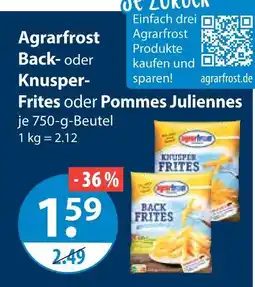 V Markt Agrarfrost back- oder knusper- frites oder pommes juliennes Angebot
