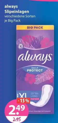 V Markt Always slipeinlagen Angebot
