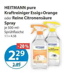 V Markt Heitmann pure kraftreiniger essig+orange oder reine citronensäure spray Angebot