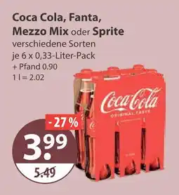 V Markt Coca cola coca cola, fanta, mezzo mix oder sprite Angebot