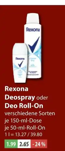 V Markt Rexona deospray oder deo roll-on Angebot