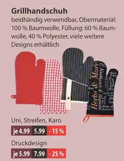 V Markt Grillhandschuh uni, streifen, karo Angebot