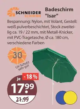 V Markt Schneider schirme badeschirm isar Angebot