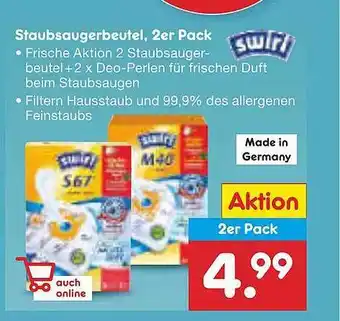 Netto Marken-Discount Swirl Staubsaugerbeutel 2er Pack Angebot