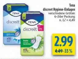 diska Tena discreet Hygiene-Einlagen Angebot