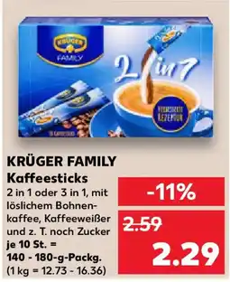 Kaufland KRÜGER FAMILY Kaffeesticks Angebot
