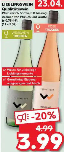 Kaufland LIEBLINGSWEIN Qualitätswein Angebot