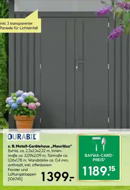 BayWa Bau & Garten DURABIL Metall-Gerätehaus ,,Mauritius" Angebot