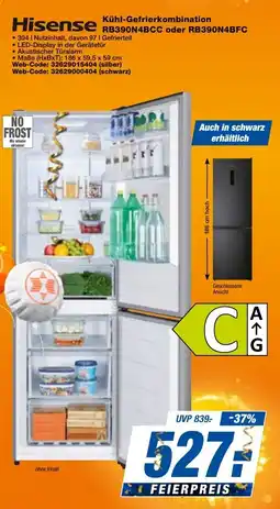 expert Techno Land Hisense Kühl-Gefrierkombination RB390N4BCC oder RB390N4BFC Angebot