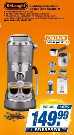 expert Techno Land DeLonghi Siebträgermaschine Dedica Arte EC885.M Angebot