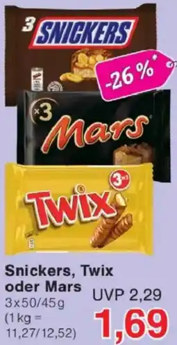 Jawoll Snickers, Twix oder Mars Angebot