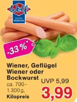 Jawoll Wolf Wiener, Geflügel Wiener oder Bockwurst Angebot