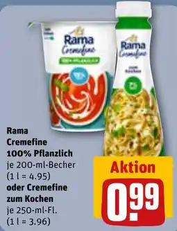 REWE Rama Cremefine 100% Pflanzlic oder Cremefine zum Kochen Angebot
