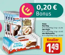 REWE Kinder Maxi King oder Pingui oder Milchschnitte Angebot