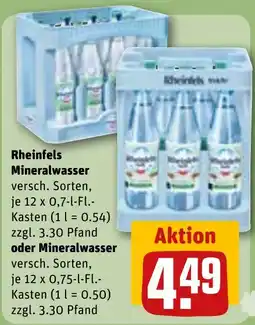 REWE Rheinfels Mineralwasser oder Mineralwasser Angebot