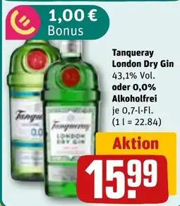 REWE Tanqueray London Dry Gin oder 0,0% Alkoholfrei Angebot
