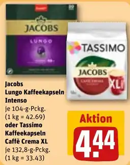 REWE Jacobs Lungo Kaffeekapseln Intenso oder Tassimo Kaffeekapseln Caffè Crema XL Angebot