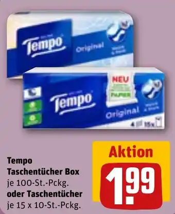 REWE Tempo Taschentücher Box oder Taschentücher Angebot