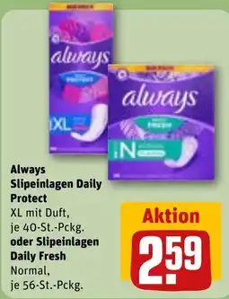 REWE Always Slipeinlagen Daily Protect oder Slipeinlagen Daily Fresh Angebot