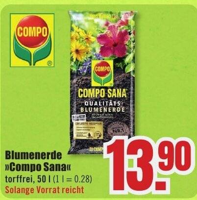COMPO Blumenerde >>Compo Sana< 50 l Angebot bei B1 Discount Baumarkt