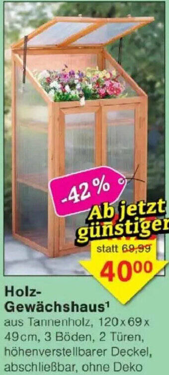 Holz Gewächshaus Angebot bei Jawoll