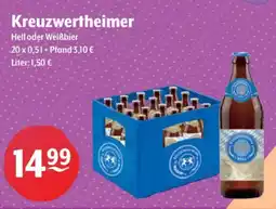 Getränke Hoffmann Kreuzwertheimer Hell oder Weißbier Angebot
