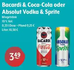 Getränke Hoffmann Bacardi & Coca-Cola oder Absolut Vodka & Sprite Mixgetränk Angebot