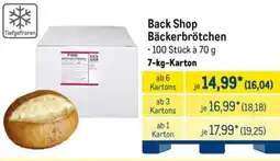 METRO Back Shop Bäckerbrötchen Angebot
