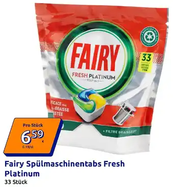 Action Fairy Spülmaschinentabs Fresh Platinum Angebot