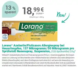 Alliance Healthcare Lorano Azelastin/ Fluticason Allergiespray bei Heuschnupfen Angebot