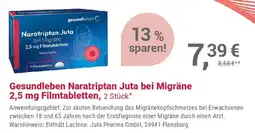 Alliance Healthcare Gesundleben Naratriptan Juta bei Migräne 2,5 mg Filmtabletten Angebot